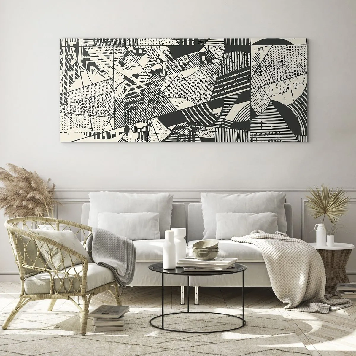 Impression sur verre - Image sur verre - Motifs géométriques abstraits dans des tons de vert sur fond clair - 140x50cm - Dynamique du modernisme - Décoration murale moderne pour le salon et la chambre ARTTOR