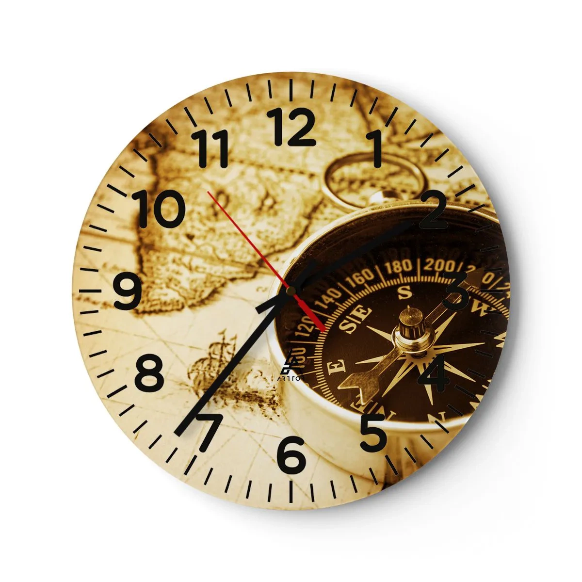 Horloge murale - Pendule murale - Est ou ouest? - 40x40 cm