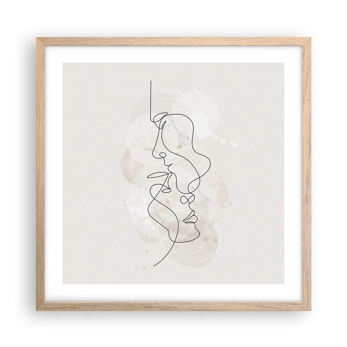 Affiche dans un chêne clair - Poster - Emmêlé dans une étreinte - 50x50 cm