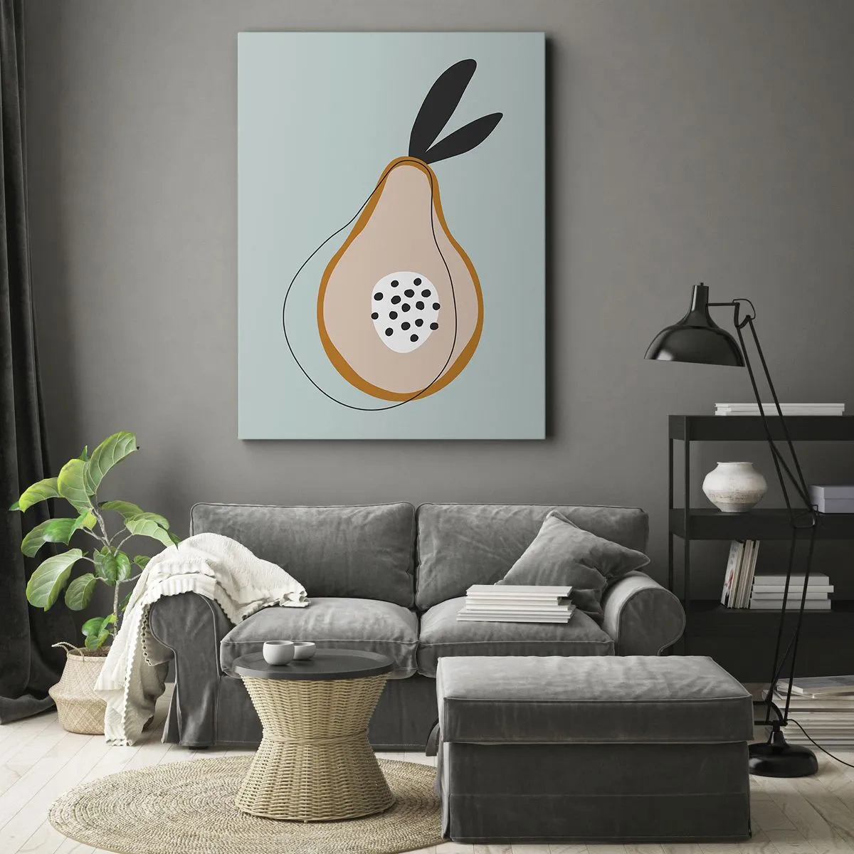 Impression sur toile - Image sur toile - Poire abstraite sur fond clair - 50x70cm - Pénétrer la nature des choses - Décoration murale moderne pour le salon et la chambre ARTTOR