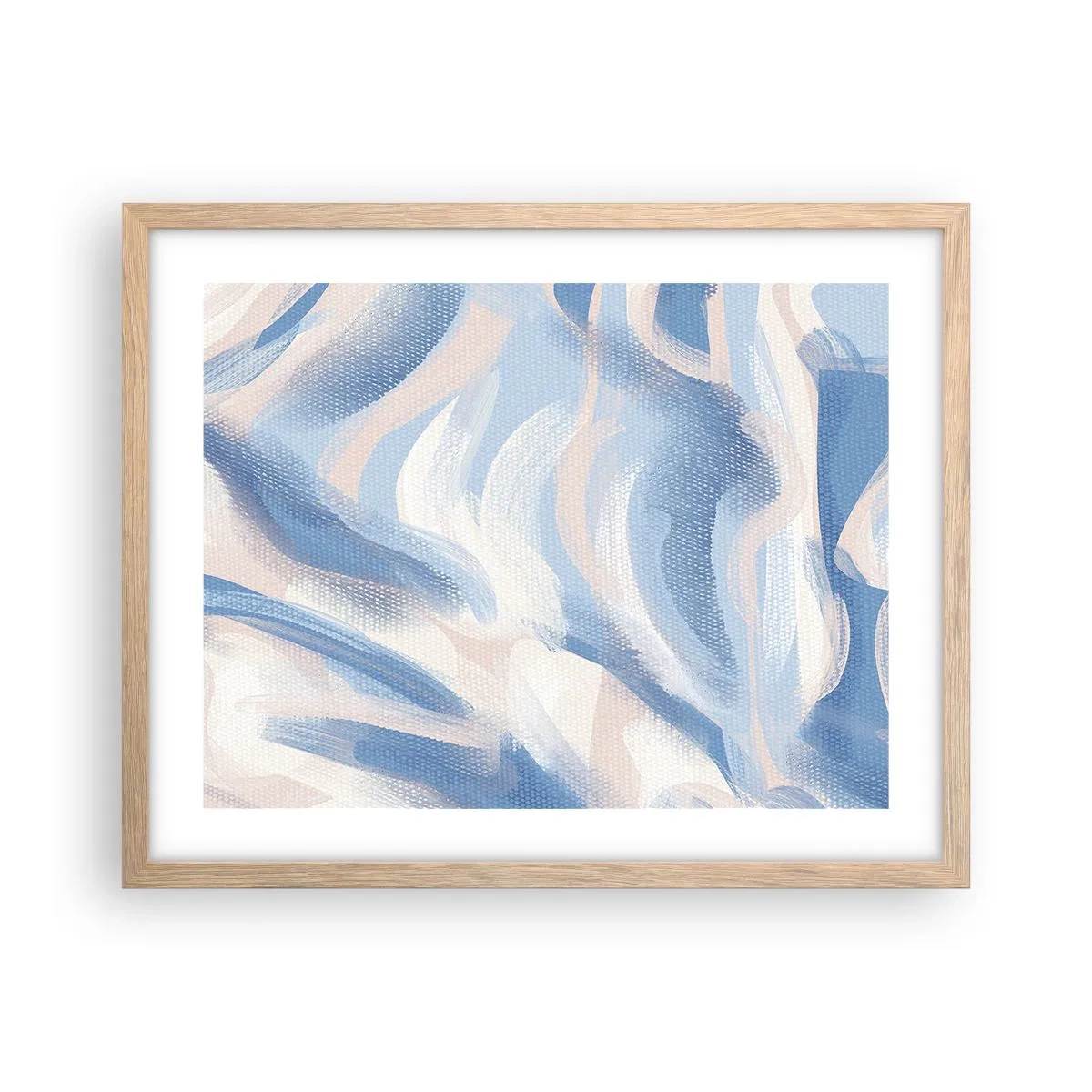 Affiche dans un chêne clair - Poster - Vagues bleues - 50x40 cm