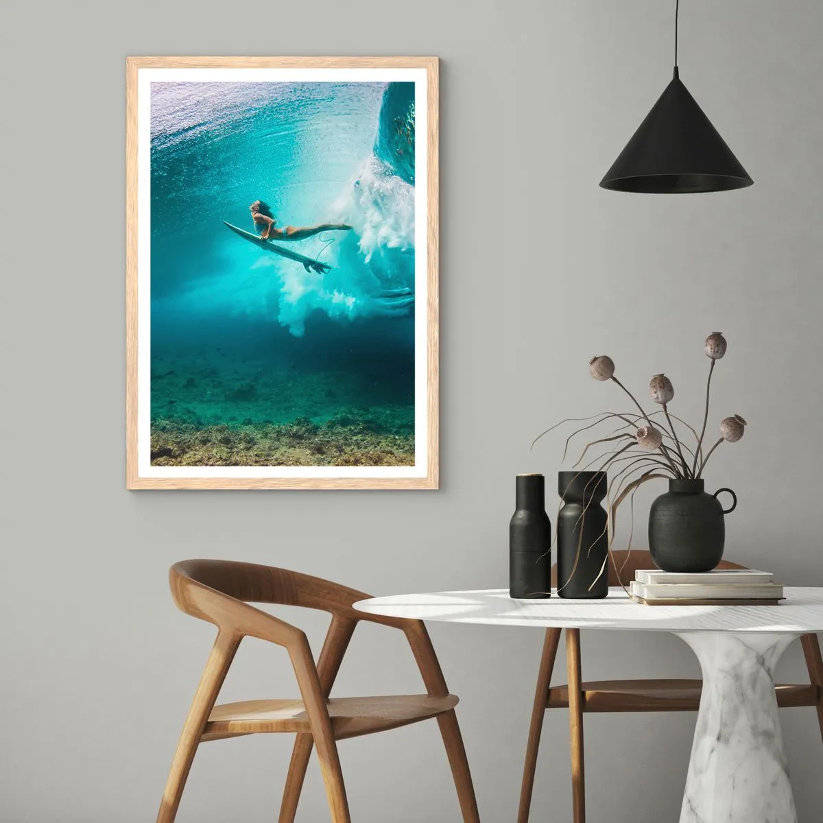 Affiche dans un chêne clair - Poster - Monde sous marin - 40x50 cm