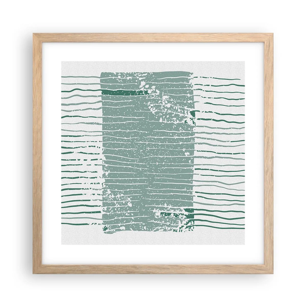 Affiche dans un chêne clair - Poster - Abstraction de la mer - 40x40 cm