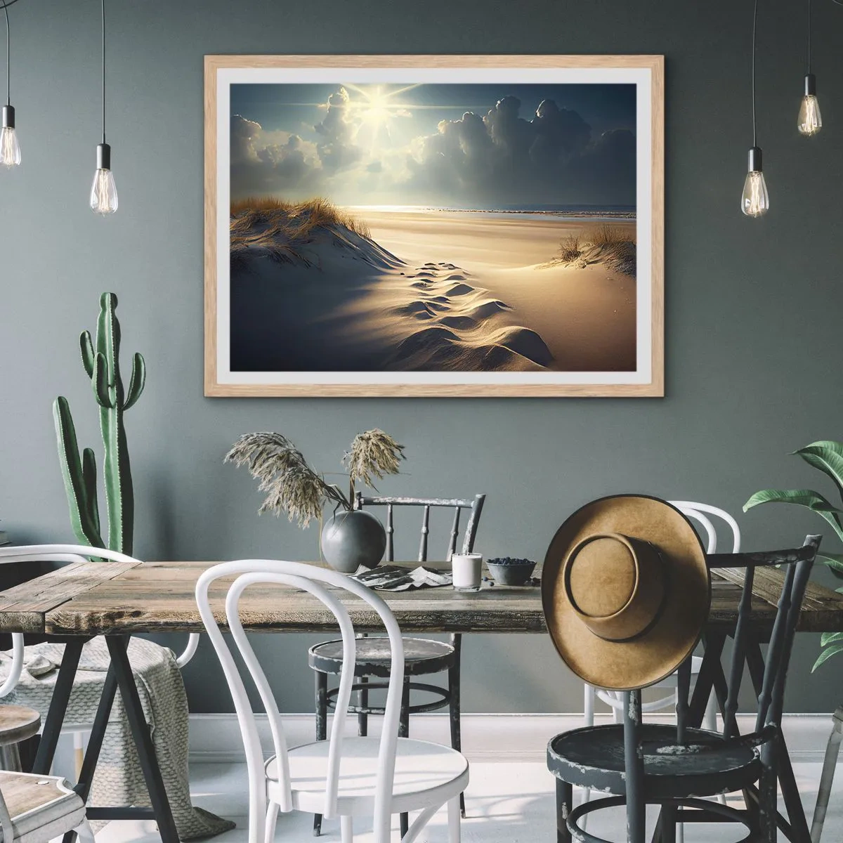 Affiche dans un chêne clair - Poster - Un paysage apaisant - 70x50 cm