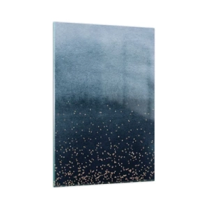 Impression sur verre - Image sur verre - Dégradés bleus avec de subtils accents dorés - 80x120cm - Composition - phases bleues - Décoration murale moderne pour le salon et la chambre ARTTOR