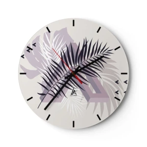 Horloge murale - Pendule murale - Graphiques modernes avec des feuilles de palmier - 30x30cm - L'ombre de l'obscurité - Décoration murale moderne pour le salon, la cuisine et la chambre ARTTOR