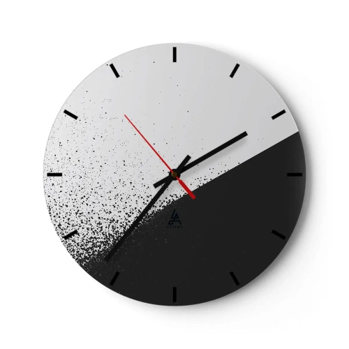 Horloge murale - Pendule murale - Composition géométrique en noir et blanc contrasté - 30x30cm - De plus en plus vite, de plus en plus - Décoration murale moderne pour le salon, la cuisine et la chambre ARTTOR