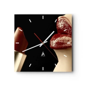 Horloge murale - Pendule murale - Sensualité et brillance du carmin - 40x40 cm