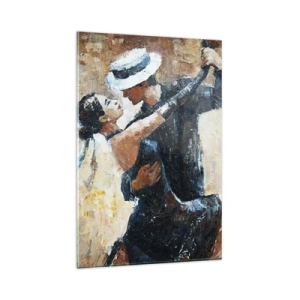 Impression sur verre - Image sur verre - Un couple dansant le tango dans un style romantique et élégant - 80x120cm - À la Rudolf Valentino - Décoration murale moderne pour le salon et la chambre ARTTOR