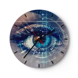 Horloge murale - Pendule murale - Un œil entouré de graphiques numériques - 30x30cm - Tu penses que tu me connais - Décoration murale moderne pour le salon, la cuisine et la chambre ARTTOR