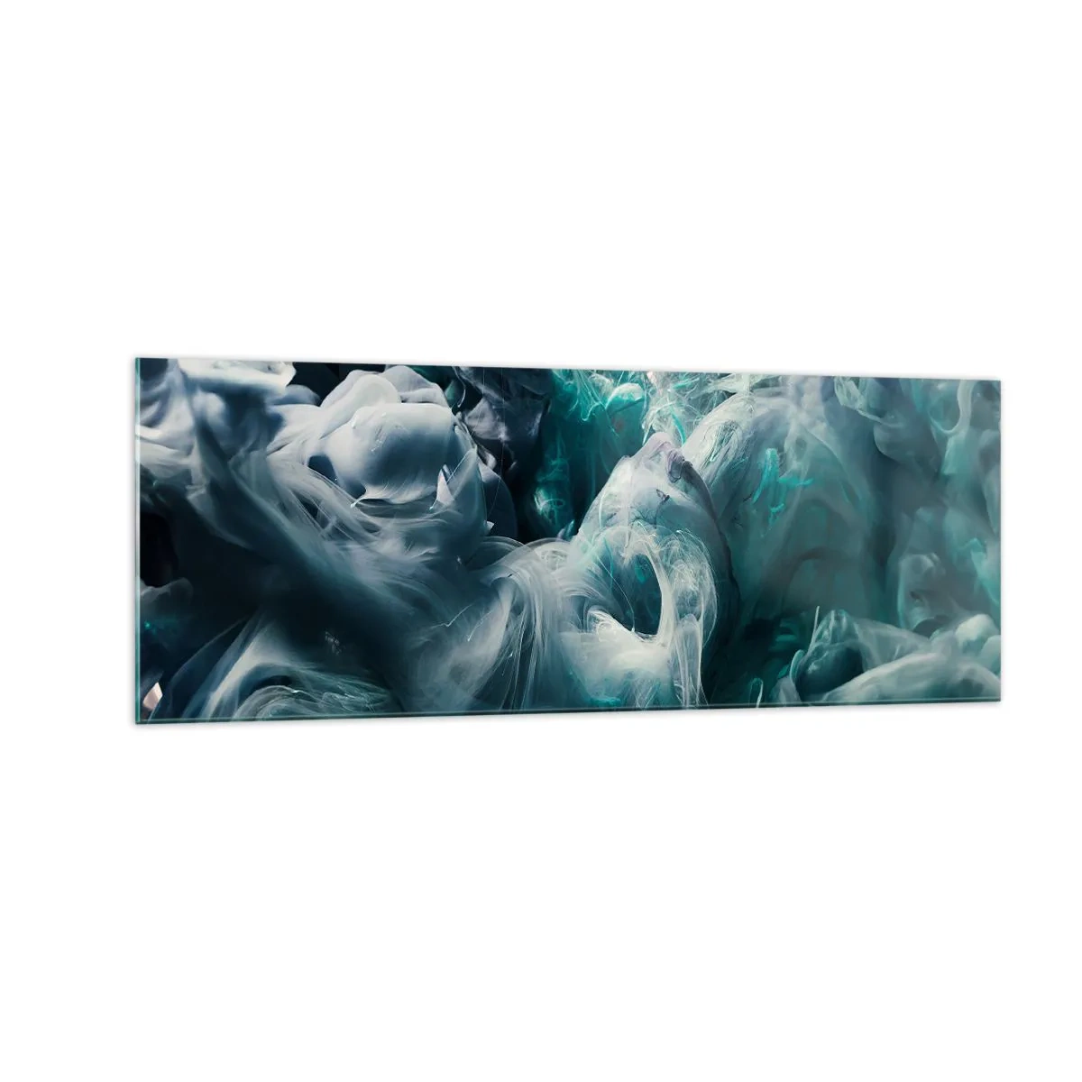 Impression sur verre - Image sur verre - Vagues abstraites dynamiques dans des tons de bleu et de blanc - 140x50cm - Mouvement des couleurs - Décoration murale moderne pour le salon et la chambre ARTTOR