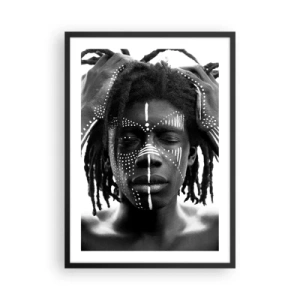 Affiche dans un cadre noir - Poster - Un homme avec des peintures blanches sur le visage et les mains - 50x70cm - Où êtes-vous? - Décoration murale moderne pour le salon et la chambre ARTTOR