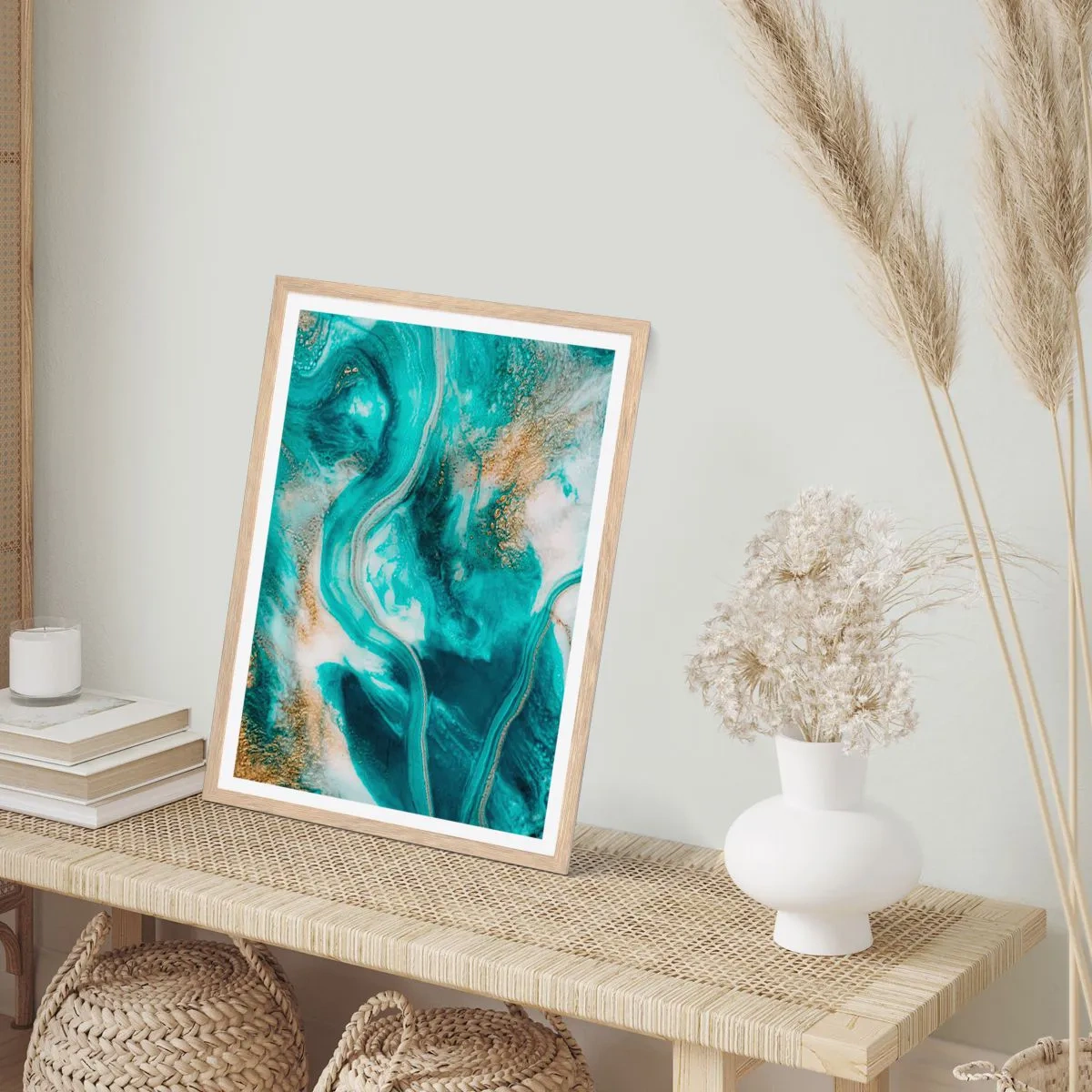 Affiche dans un chêne clair - Poster - Rivière d'or - 30x40 cm