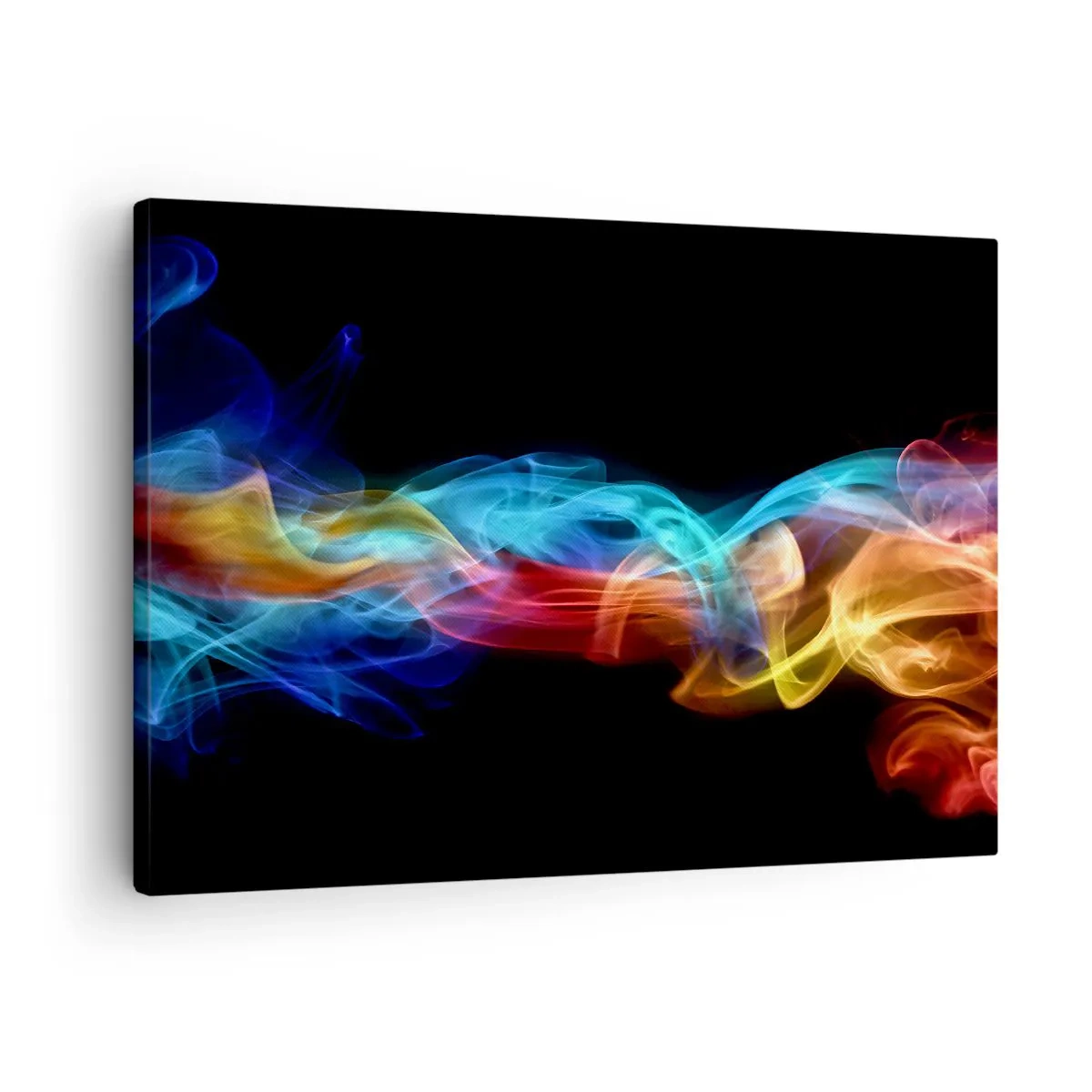 Impression sur toile - Image sur toile - Fumée colorée sur fond noir - 70x50cm - Danse arc-en-ciel du brouillard - Décoration murale moderne pour le salon et la chambre ARTTOR