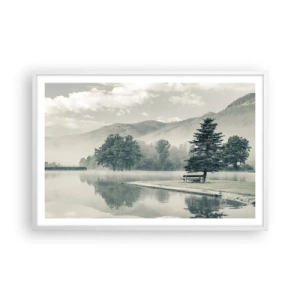 Affiche dans un cadre blanc - Poster - Le lac dort encore - 91x61 cm