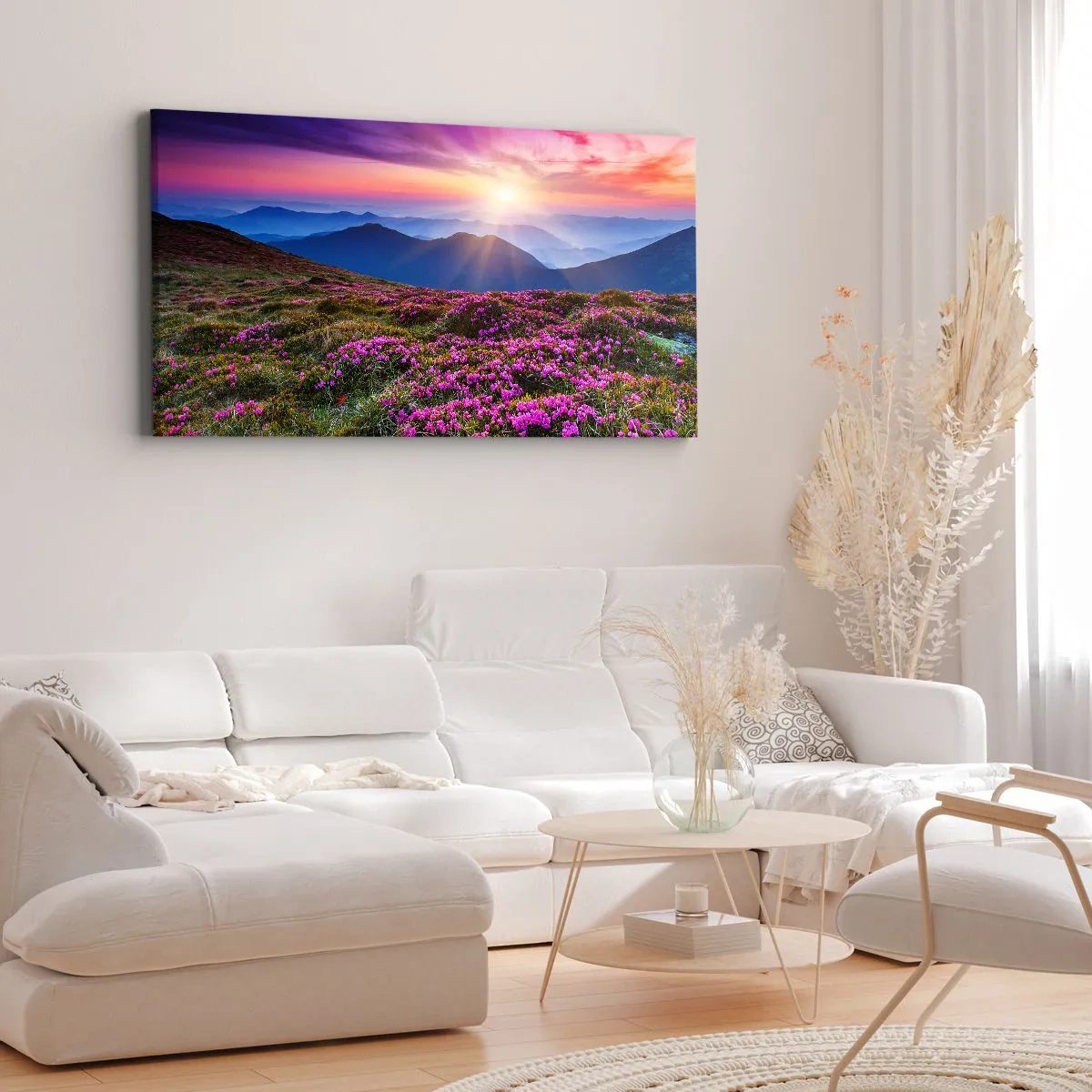 Impression sur toile - Image sur toile - Les herbes sentaient les grappes fraîches de la récolte - 100x40 cm