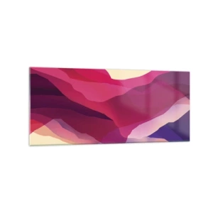 Impression sur verre - Image sur verre - Vagues abstraites dans des tons violets et roses sur un fond clair - 120x50cm - Vagues pourpre - Décoration murale moderne pour le salon et la chambre ARTTOR