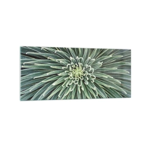 Impression sur verre - Image sur verre - Disposition symétrique de feuilles vertes ressemblant à une étoile - 120x50cm - Naissance d'une étoile - Décoration murale moderne pour le salon et la chambre ARTTOR