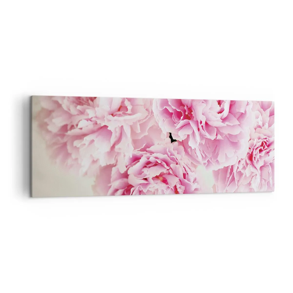 Impression sur toile - Image sur toile - Un bouquet de pivoines roses sur fond clair - 140x50cm - En glamour rose - Décoration murale moderne pour le salon et la chambre ARTTOR