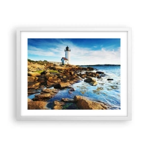 Affiche dans un cadre blanc - Poster - Revenez heureux, j'attends - 50x40 cm