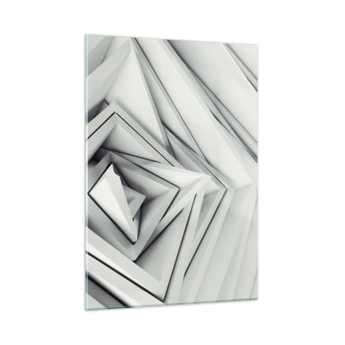 Impression sur verre - Image sur verre - Formes géométriques tridimensionnelles dans des tons de gris - 50x70cm - Bourgeon d’angles vifs - Décoration murale moderne pour le salon et la chambre ARTTOR