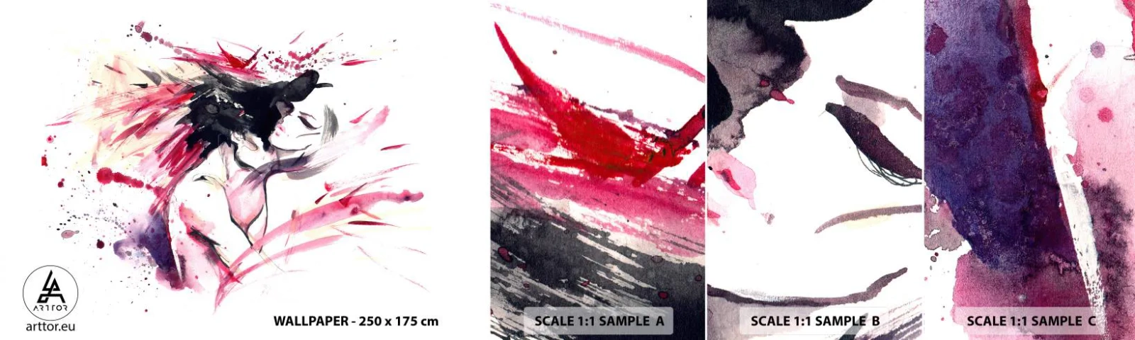 Échantillon de Papier Peint Autocollant Deluxe Sticker - Un accomplissement amoureux - Abstraction, Femme et Homme, Amour - 100x30 cm