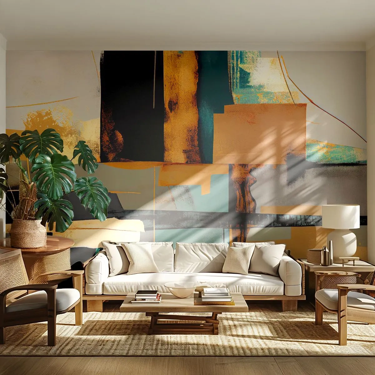 Papier Peint Photo Premium Canvas - Abstraction – lumière et ombre - Abstraction, Moderne, Morceau - 250x175 cm