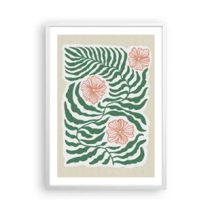 Affiche dans un cadre blanc - Poster - Fleurit en vert - 50x70 cm