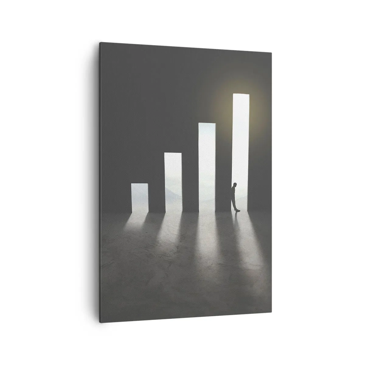 Impression sur toile - Image sur toile - Croissance symbolique sous forme de passages éclairés par la lumière - 70x100cm - Succès – impression - Décoration murale moderne pour le salon et la chambre ARTTOR