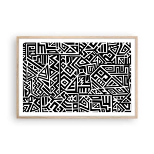 Affiche dans un chêne clair - Poster - Composition précolombienne - 91x61 cm
