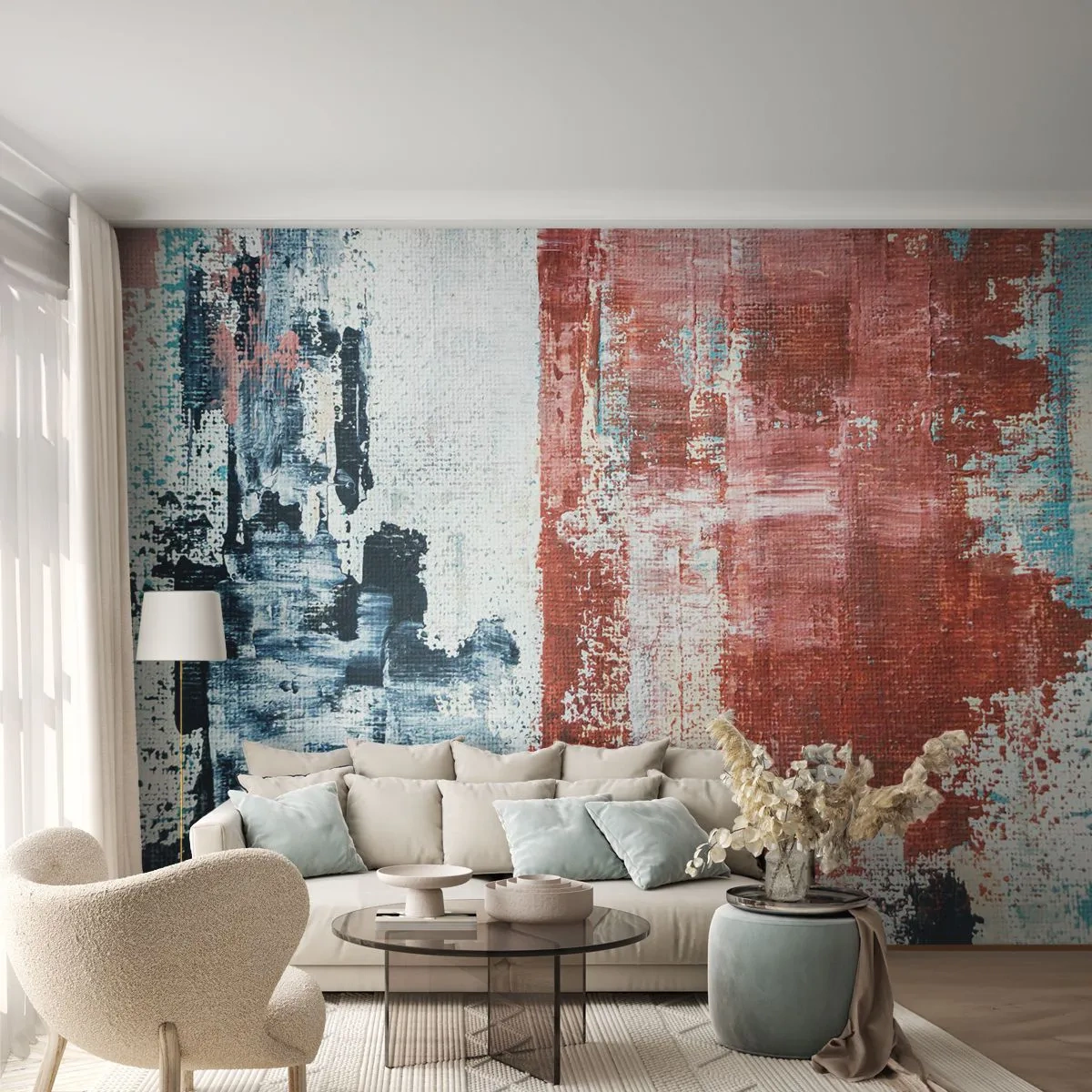 Papier Peint Photo Premium Canvas - Moitié-moitié abstrait - Abstraction, Morceau, Peinture - 450x315 cm