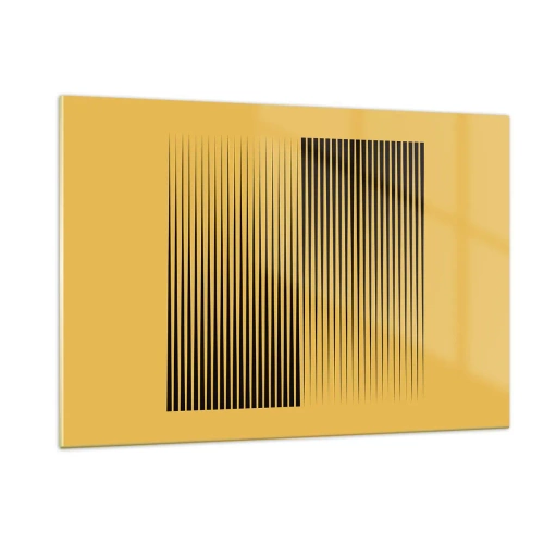 Impression sur verre - Image sur verre - Les lignes verticales noires créent une illusion géométrique - 120x80cm - Cadre opposé - Décoration murale moderne pour le salon et la chambre ARTTOR