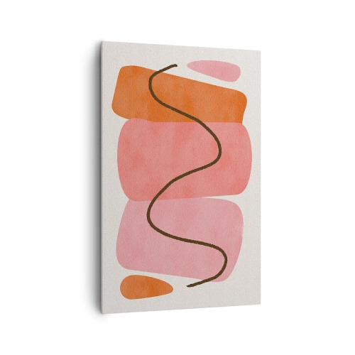 Impression sur toile - Image sur toile - Formes abstraites dans des tons roses et oranges - 80x120cm - mouvement doux des formes - Décoration murale moderne pour le salon et la chambre ARTTOR