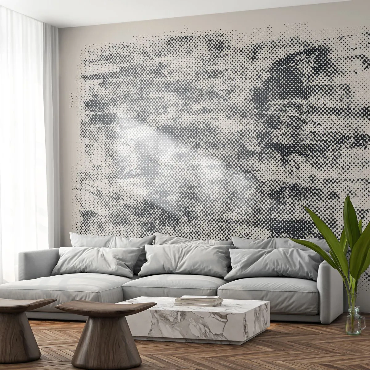 Papier Peint Autocollant Deluxe Sticker - Composition brumeuse - Abstraction, Morceau, Modèle moderne - 250x175 cm
