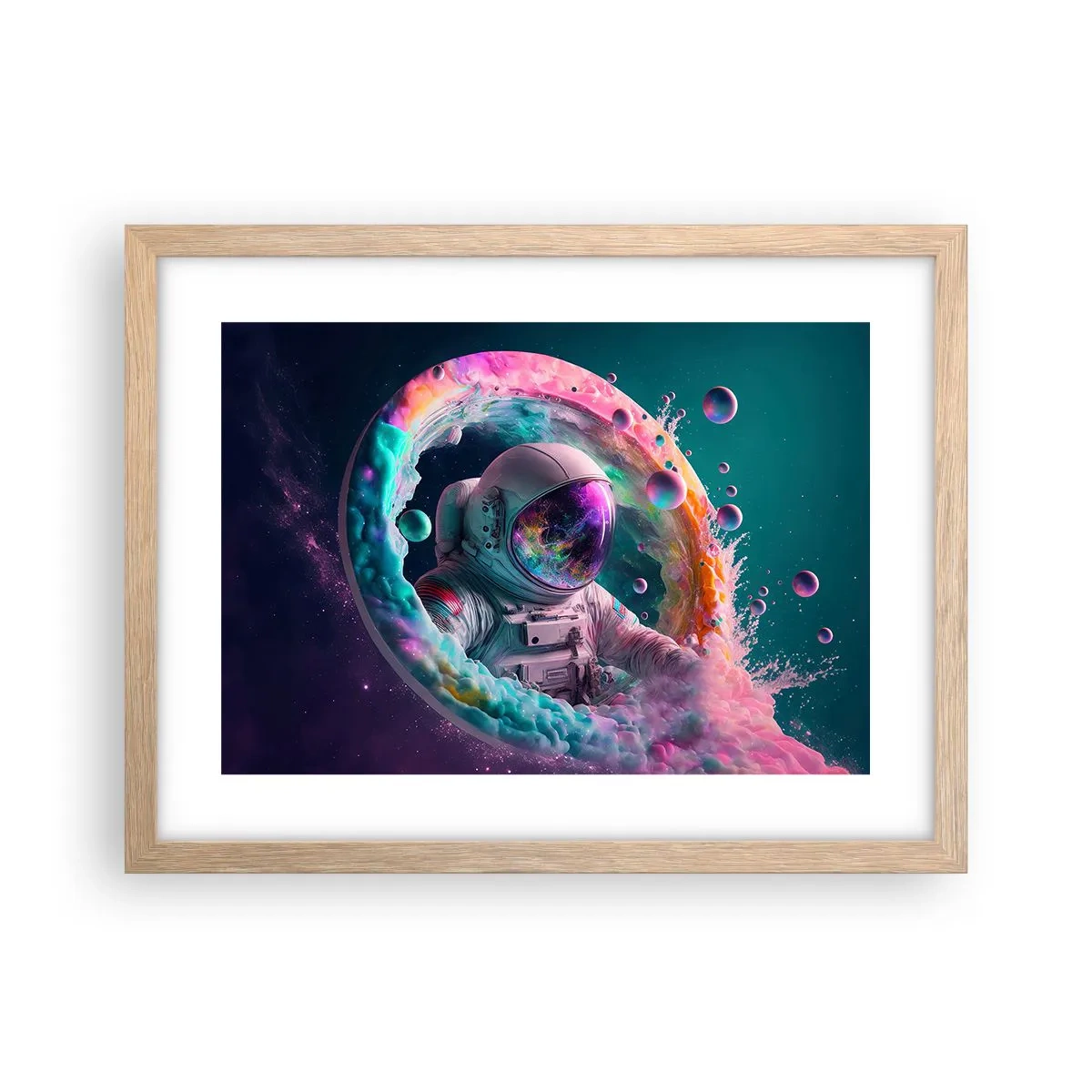 Affiche dans un chêne clair - Poster - porte des étoiles - 40x30 cm