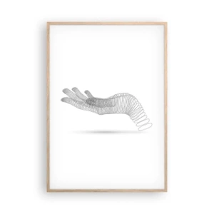 Affiche dans un chêne clair - Poster - La main ressort - 70x100 cm