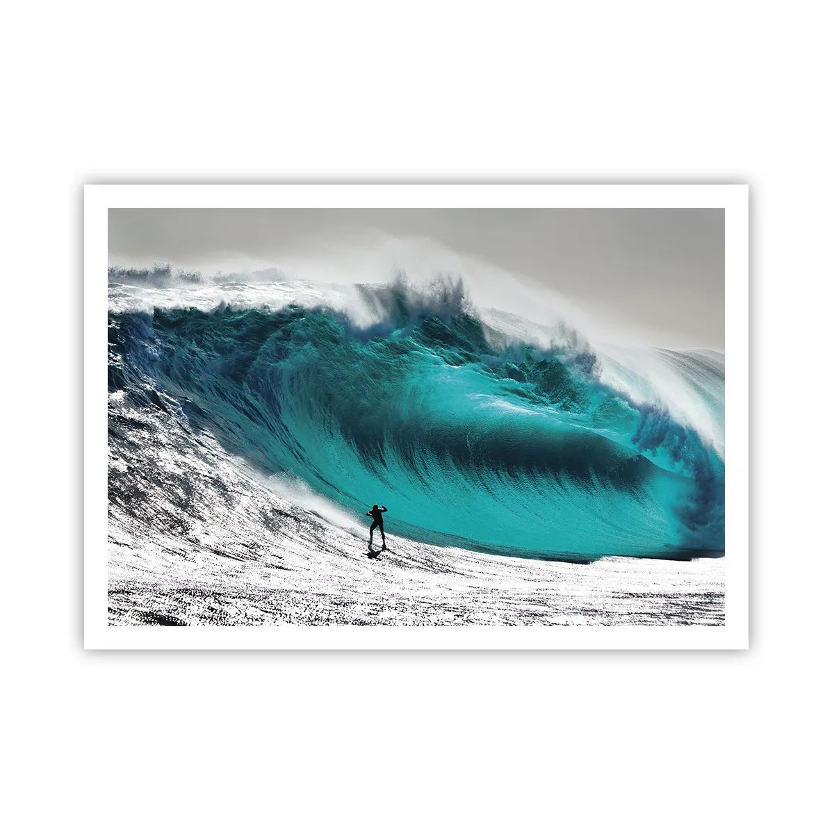 Affiche - Poster - Surfeur devant une énorme vague - 100x70cm - Challenge accepté - Décoration murale moderne pour le salon et la chambre ARTTOR