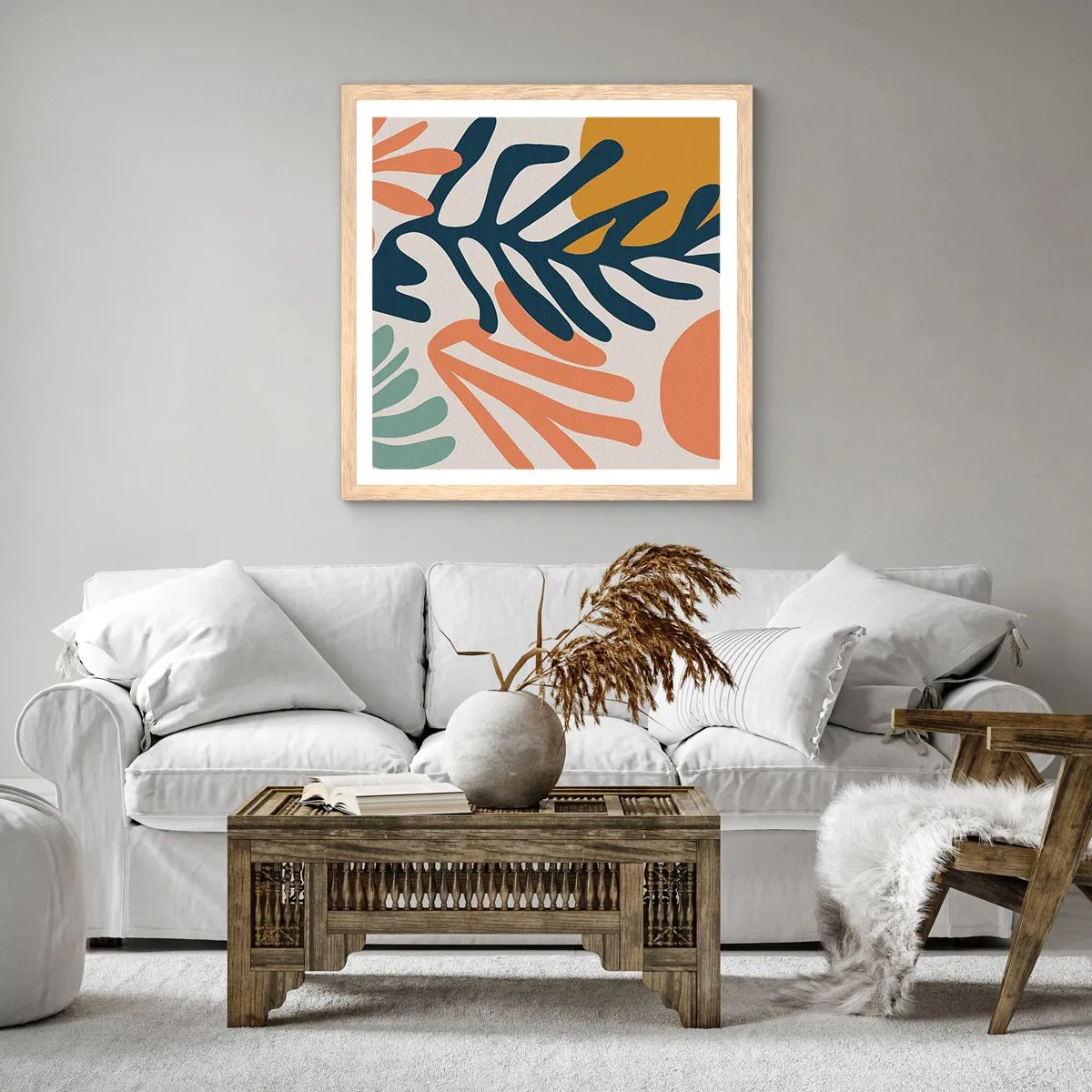 Affiche dans un chêne clair - Poster - Mers de corail - 50x50 cm