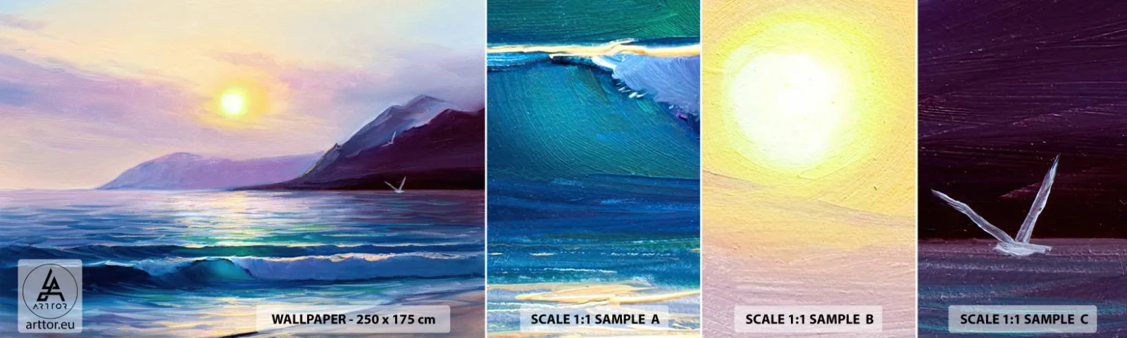 Échantillon de Papier Peint Autocollant Deluxe Sticker - Cristal d'eau et d'air - Paysage, Mer, Montagnes - 100x30 cm