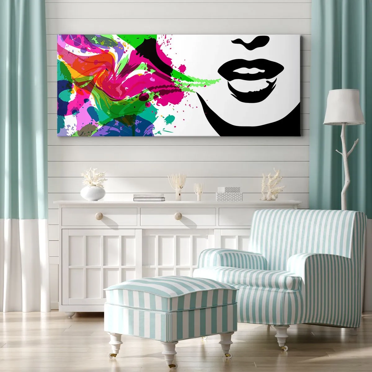 Impression sur toile - Image sur toile - Une histoire aux couleurs de l'arc-en-ciel - 100x40 cm