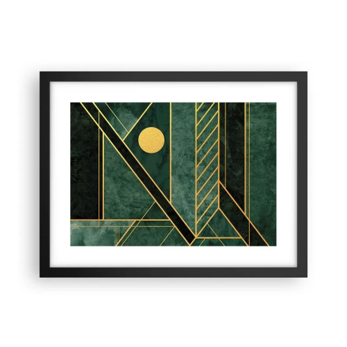 Affiche dans un cadre noir - Poster - Dynamique or et azur - 40x30 cm
