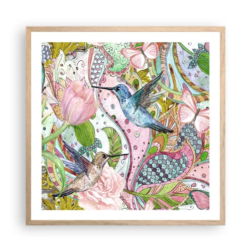 Affiche dans un chêne clair - Poster - Empêtré dans les vignes - 60x60 cm