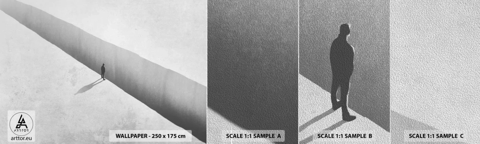 Échantillon de Papier Peint Premium Sand - Un objectif clair - Abîme, Minimalisme, Homme - 100x30 cm