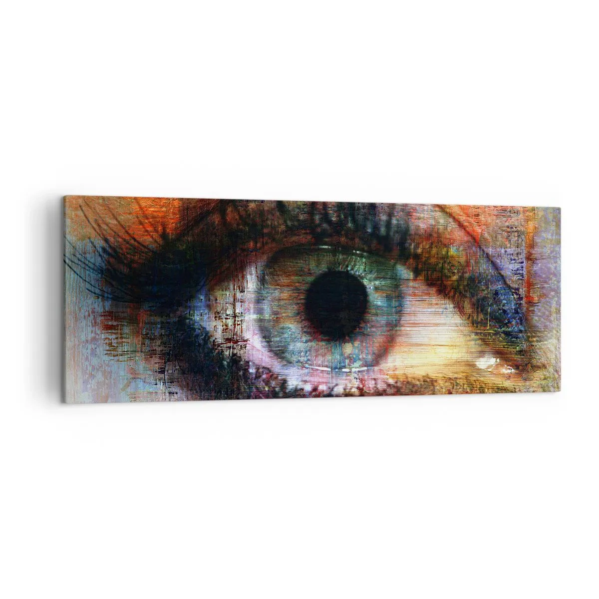 Impression sur toile - Image sur toile - Œil artistique dans l'abstraction multicolore - 140x50cm - Vous pouvez jeter un coup d'œil dans l'âme - Décoration murale moderne pour le salon et la chambre ARTTOR