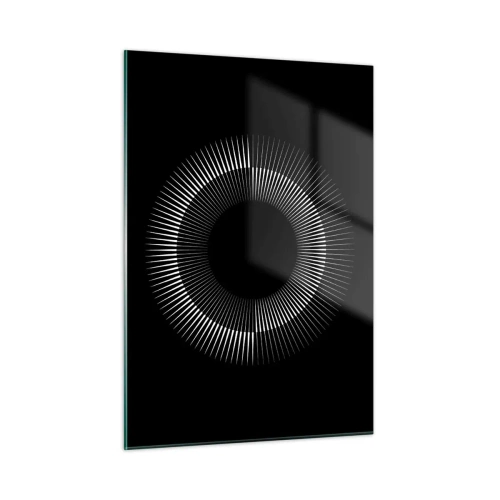 Impression sur verre - Image sur verre - Rayons blancs formant un cercle sur fond noir - 50x70cm - Soleil noir - Décoration murale moderne pour le salon et la chambre ARTTOR