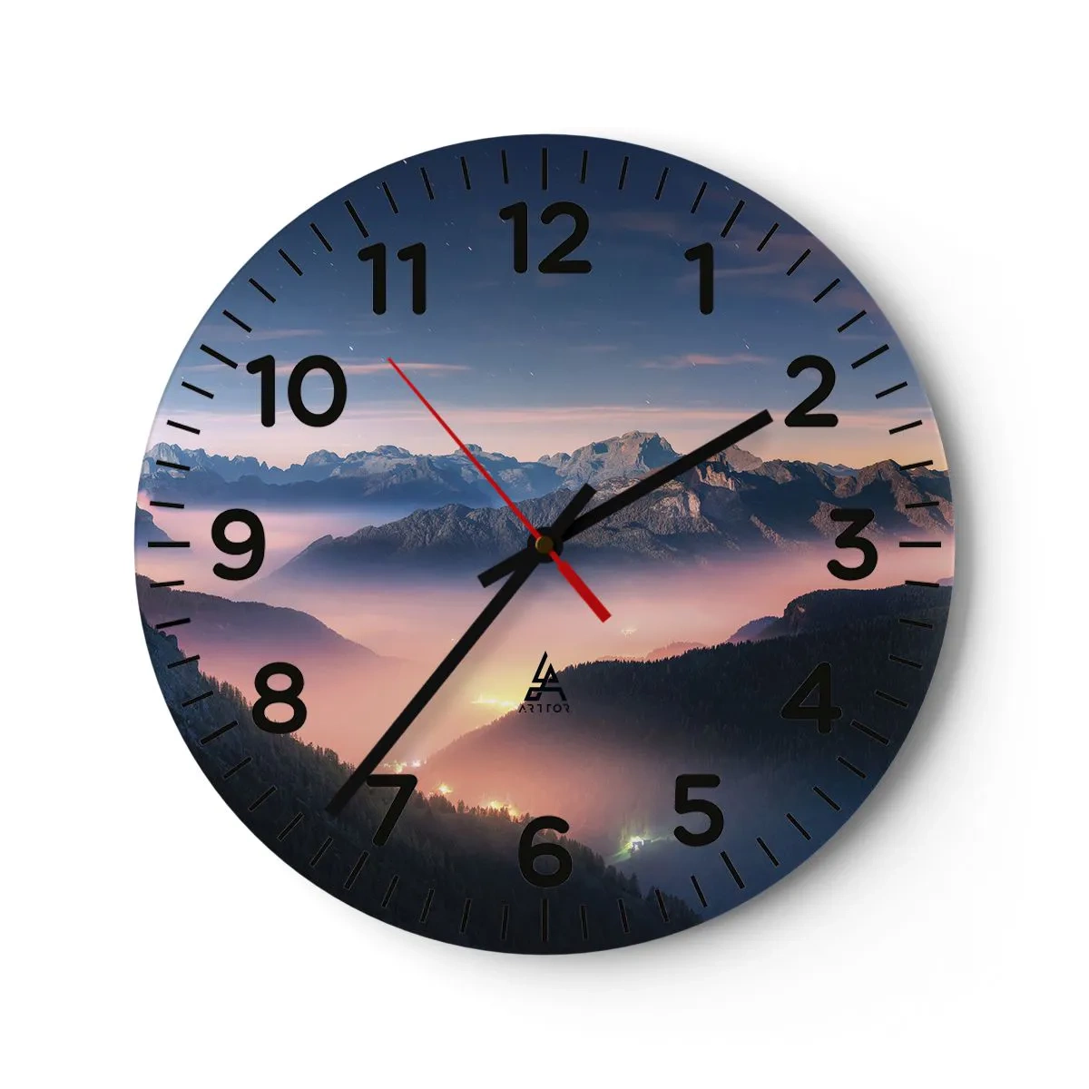 Horloge murale - Pendule murale - Lumière dans les vallées - 30x30 cm