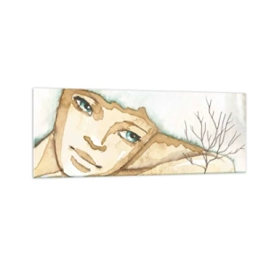Impression sur verre - Image sur verre - Portrait artistique d'une femme aux couleurs pastel - 140x50cm - L'arbre de la poésie naît du silence - Décoration murale moderne pour le salon et la chambre ARTTOR