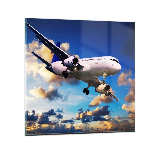 Impression sur verre - Image sur verre - Un voyage en blanc et bleu ciel - 60x60 cm