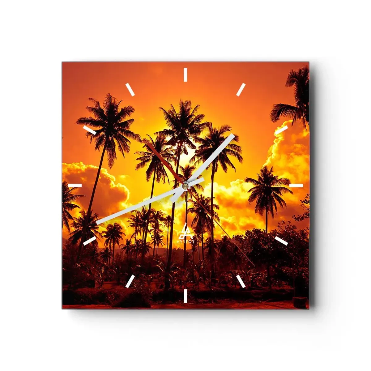 Horloge murale - Pendule murale - Montagnes en feu, forêts en feu - 40x40 cm