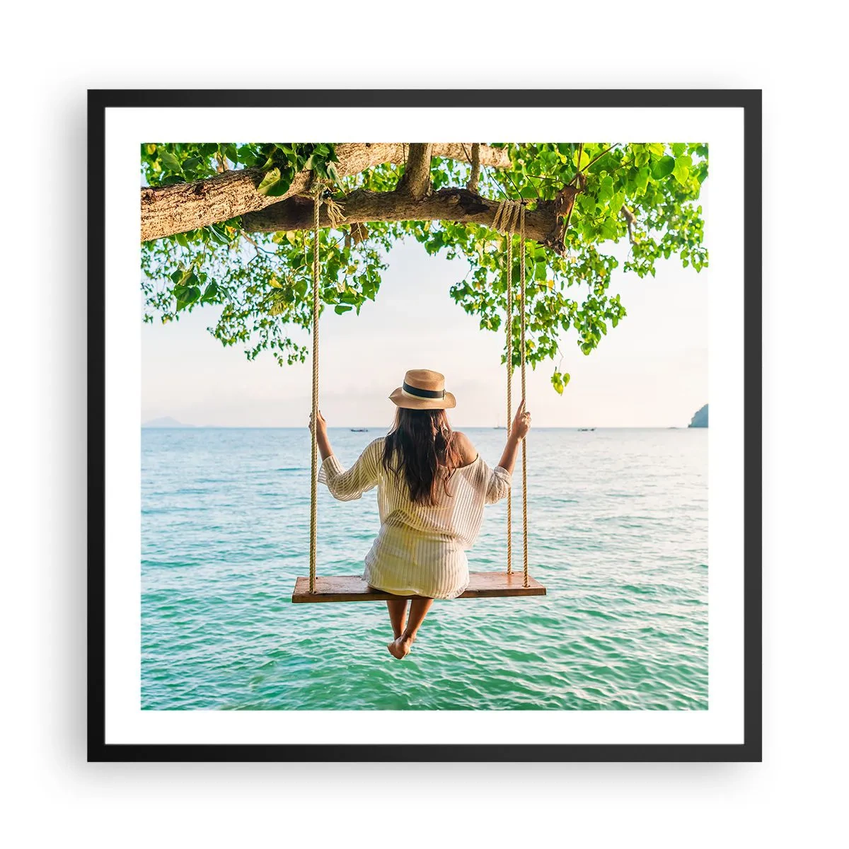 Affiche dans un cadre noir - Poster - La vie est belle - 60x60 cm